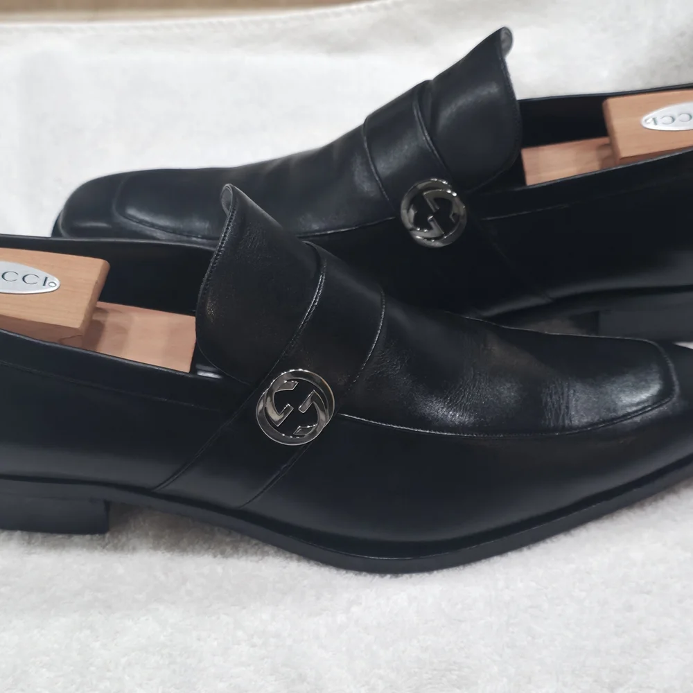 Gucci Black Leather Men’s Slip-On Loafers